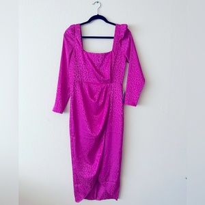 Saylor fuchsia pink leopard print 80s dress